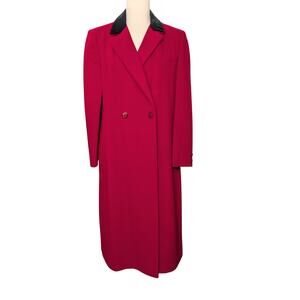 100% wool Raspberry Red and Black Classic Mid Length Coat- size M/L